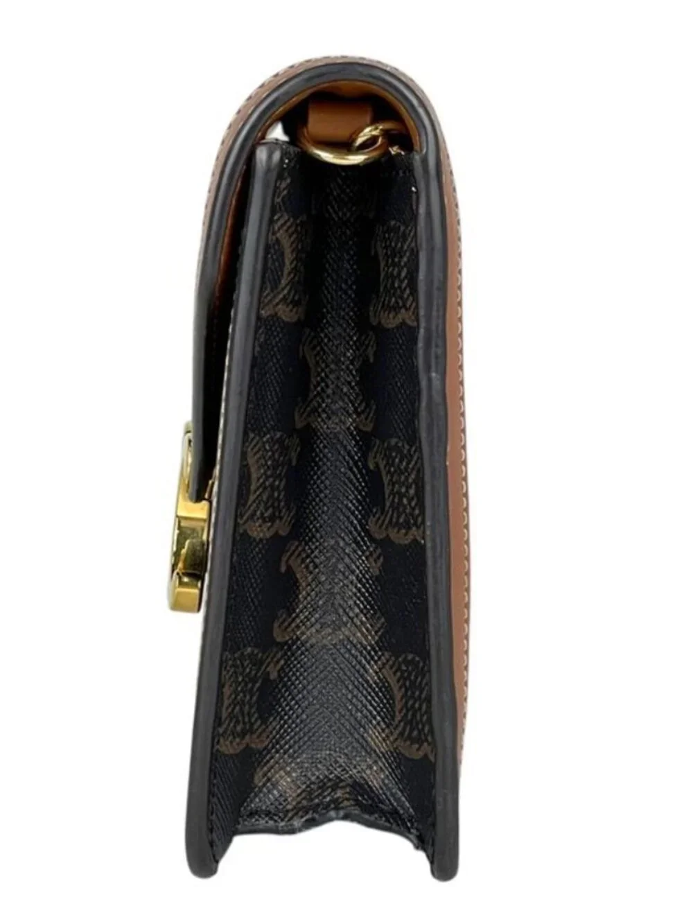 Celine Chain Wallet Margo Triomphe 2-Way Clutch Brown Black - Picture 2 of 12